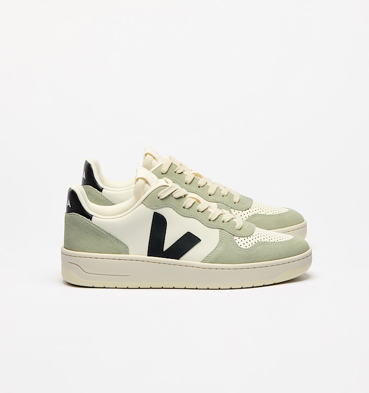 veja baskets v-10-prime cuir vert vi0220500 Lateral view