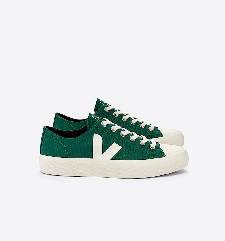 veja baskets wata-ii-low coton-biologique vert pl0102836 Lateral view
